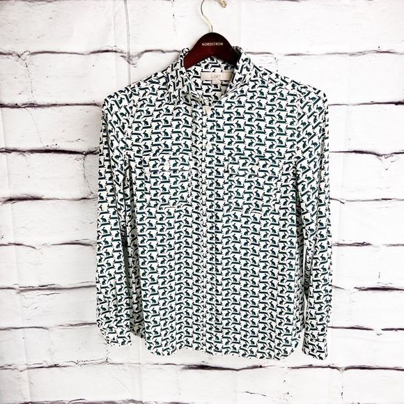 LOFT Other - Loft bunny print button down shirt S